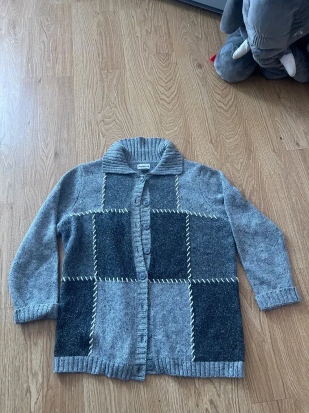 Vintage BonWorth Gray & White Patchwork Jacket — Medium Petite